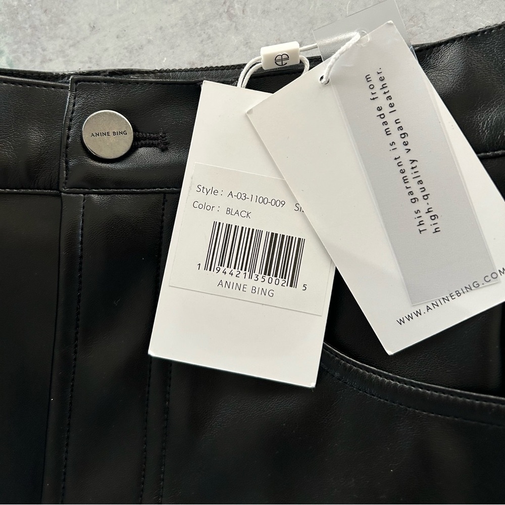 ANINE BING Sonya Faux Leather Pants, Black 25 US 2 FR 34 - Picture 6 of 12